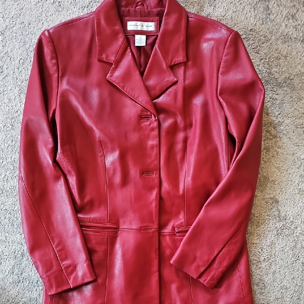 Preston & York Women's Ruby Red Lambskin Leather Jacket